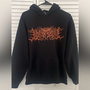 lorna shore hoodie size medium color black and orange unisex